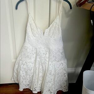 Selfie Leslie White Lace Mini Dress